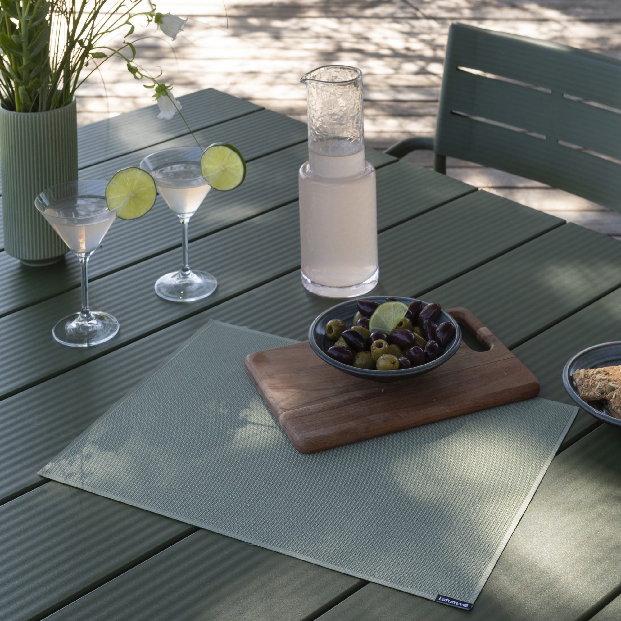 Tavolo da giardino allungabile 8 a 10 persone - Oron - Lattes Aluminium - Verde Moss